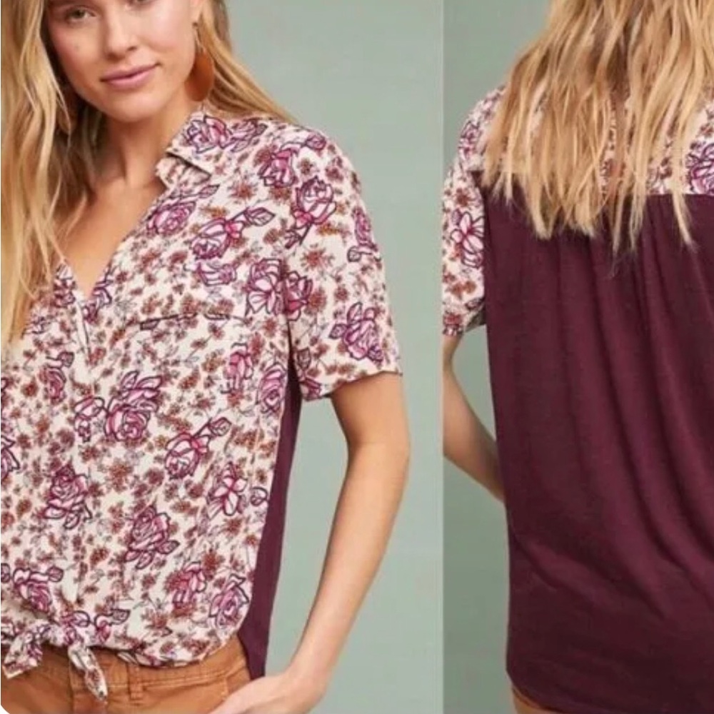 Porridge for Anthropology front tie blouse. Sz S. Excellent condition.